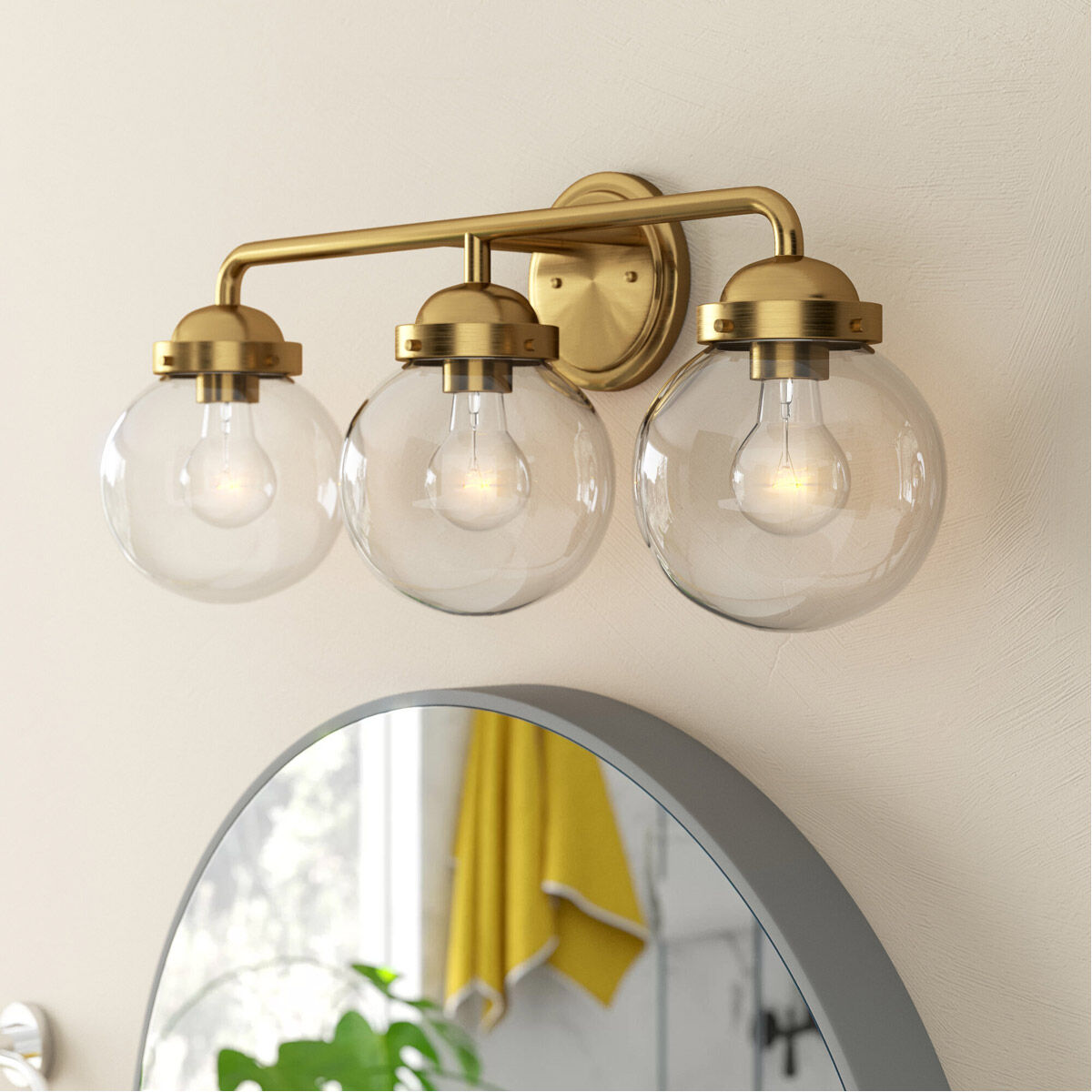 Knoll 3 Light 24 inch Brushed Gold Bath Bar Wall Light